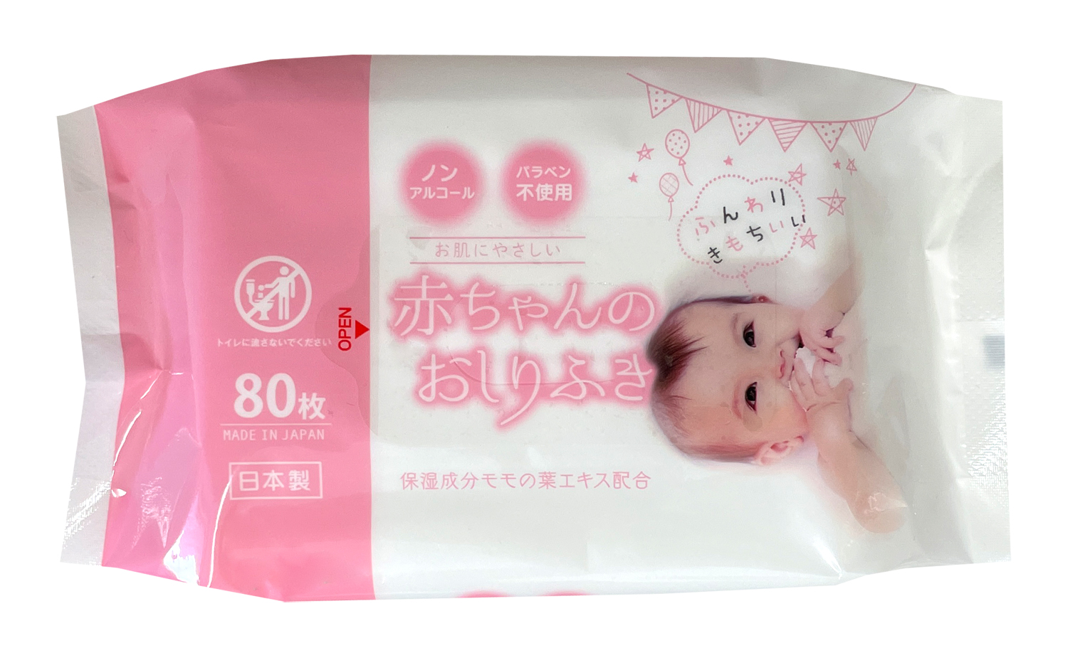 66円 【送料0円】 昭和紙工 ミセラ 赤ちゃんのおしりふき ピンク 80枚×3